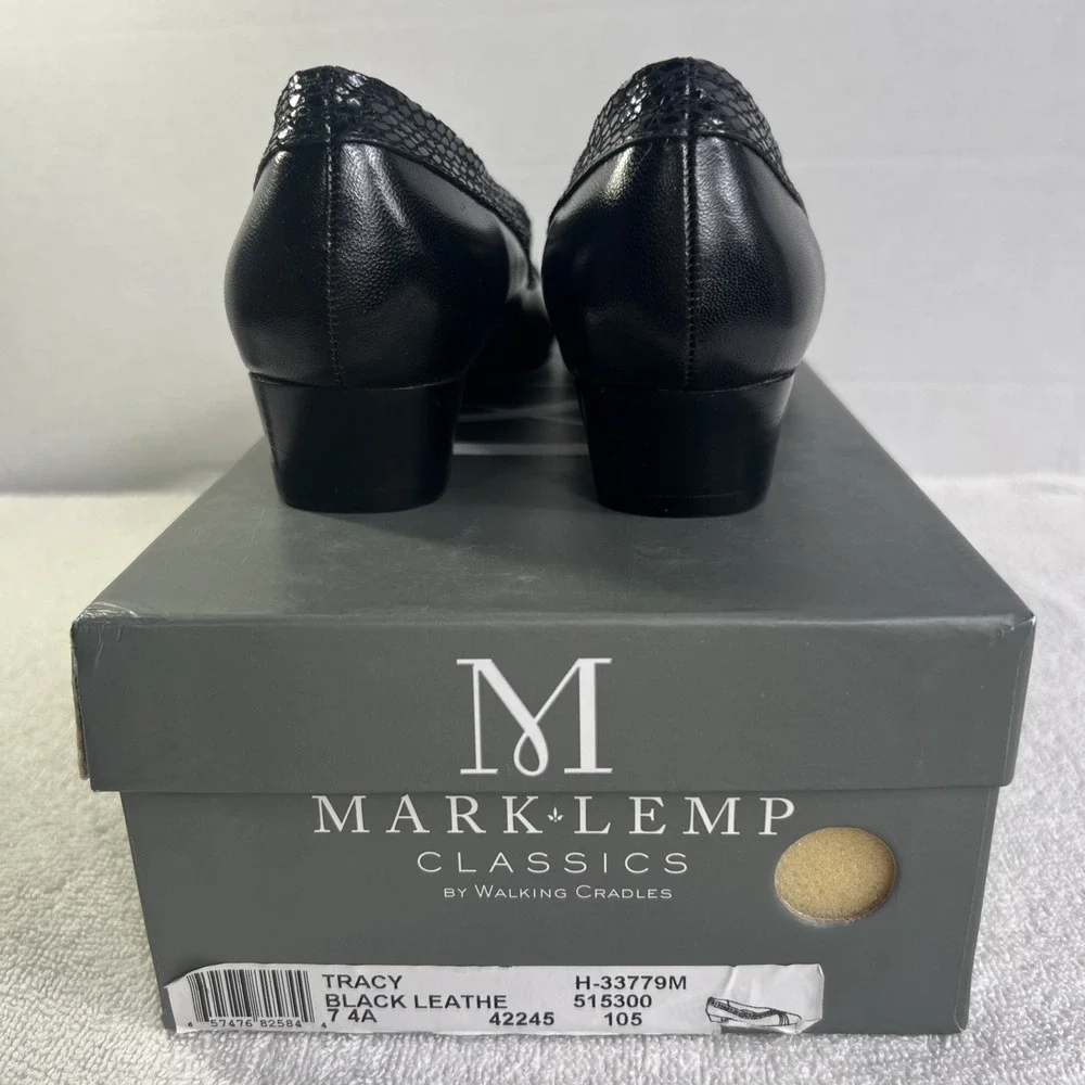 Mark Lemp Classics Tracy Black Snakeskin‎ Shoes Size 7 Narrow Fit New With Box